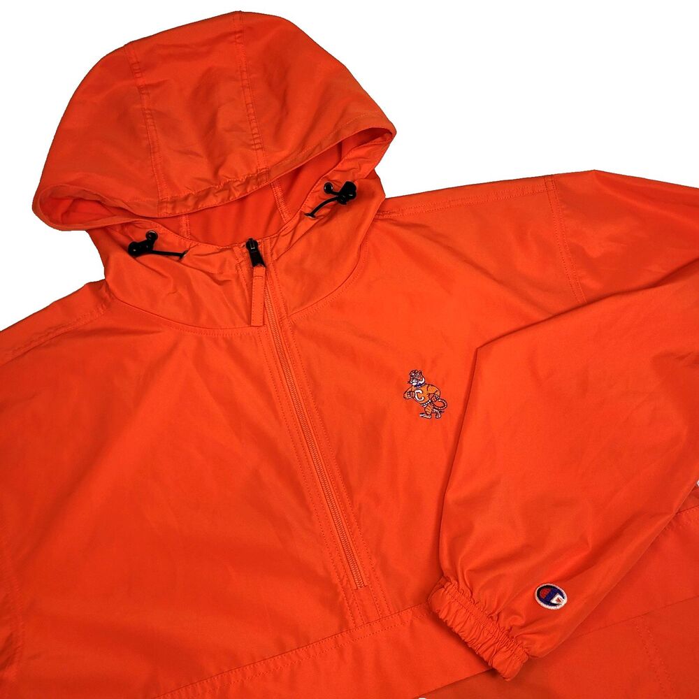 Clemson Tigers Champion Windbreaker Vintage Banks Logo Small  1/2 Zip Kangaroo